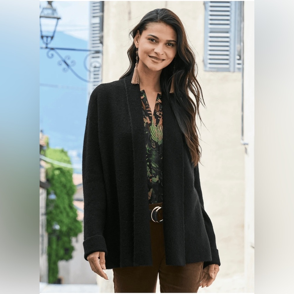 peruvian connection Links Shawl Collar Cardigan open from sweater baby alpaca L